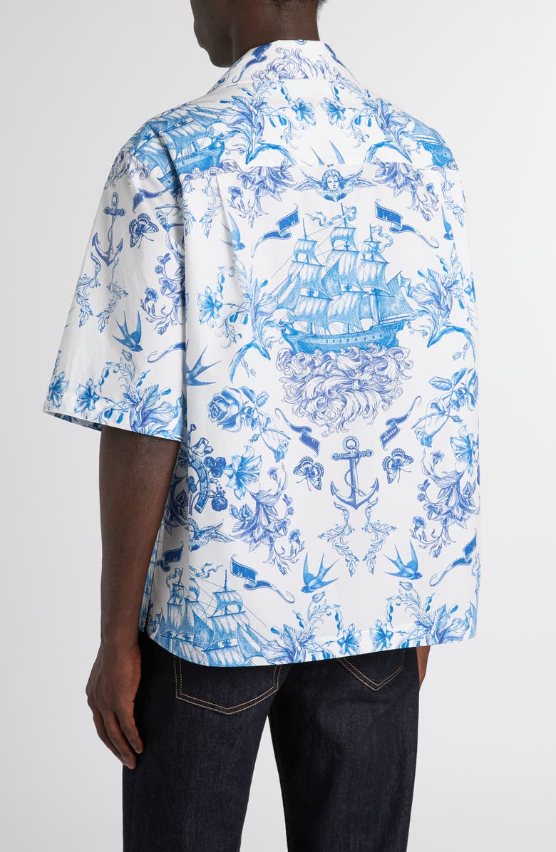 McQueen Sailor Tattoo Camp Shirt, Alternate, color, Ivory-Navy