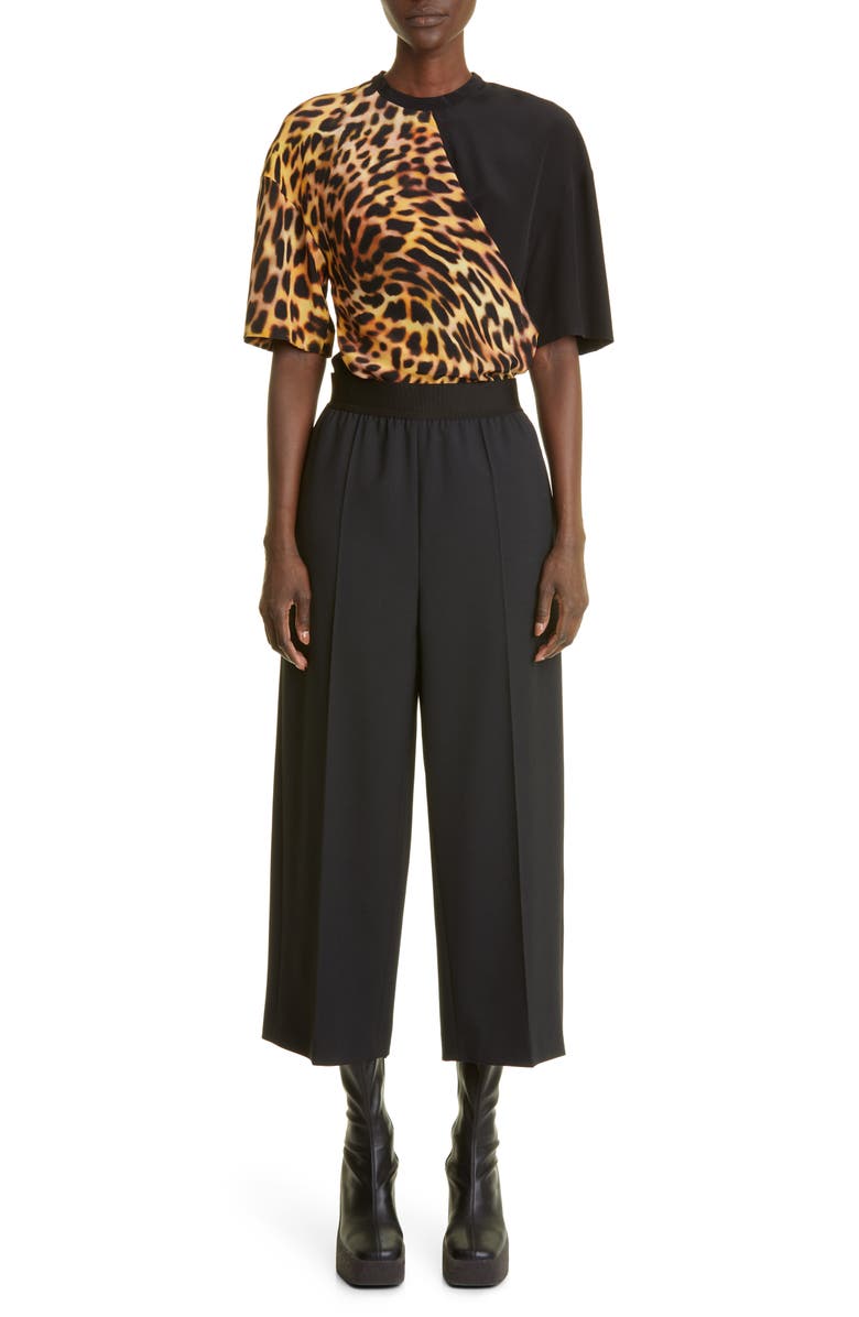 Stella McCartney Twill Crop Wide Leg Pants, Alternate, color, 