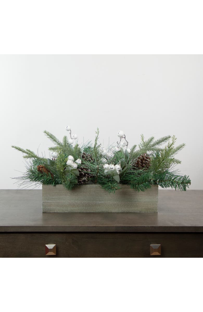 Northlight Iced Glitter Mixed Pine with Berries Boxed Christmas Arrangement - 20", Alternate, color, 