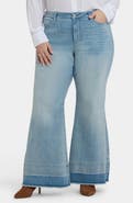 NYDJ Mia Frayed Shadow Hem High Waist Palazzo Flare Jeans