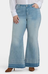 NYDJ Mia Frayed Shadow Hem High Waist Palazzo Flare Jeans