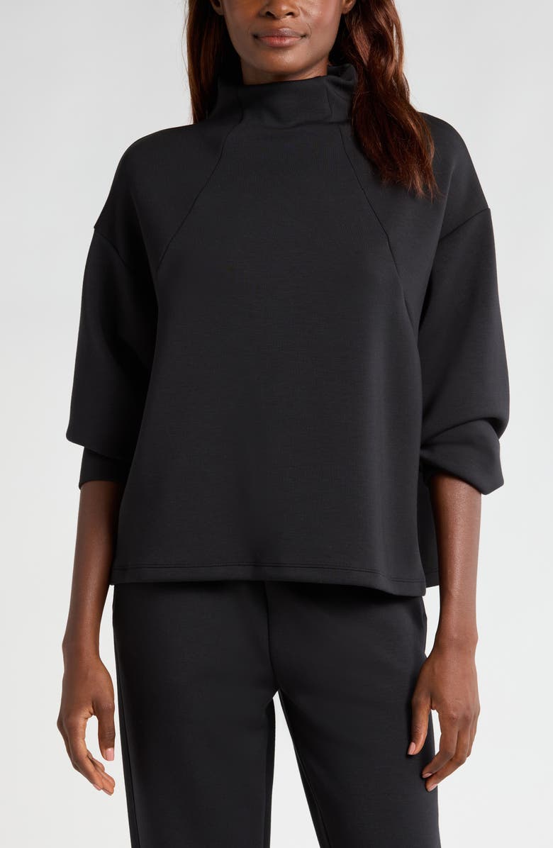 Zella Soft Scuba Knit Funnel Neck Modal Blend Top, Main, color, 