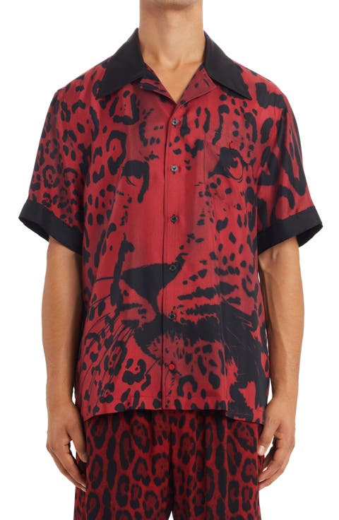 Leopard Print Silk Camp Shirt