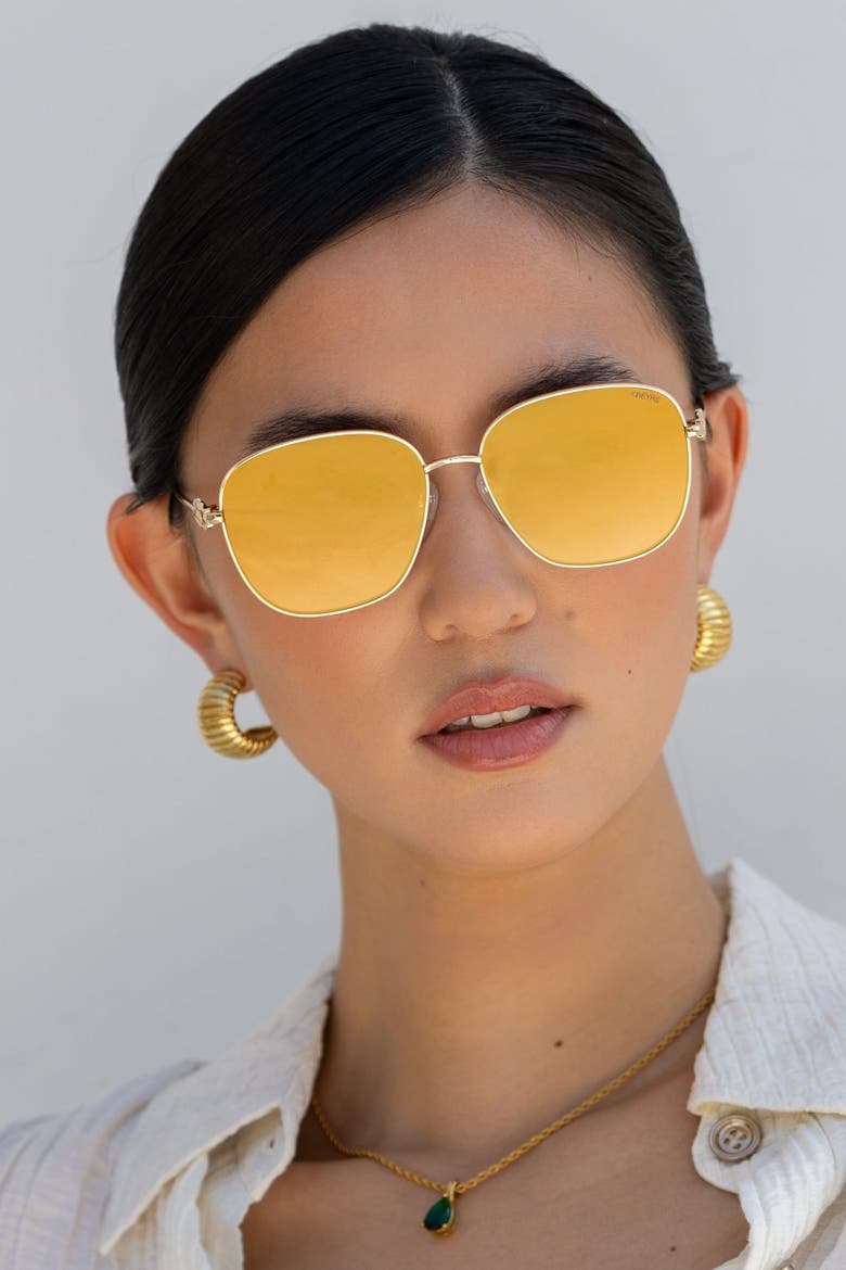 Lea Square Sunglasses, Alternate, color, Gold Mirror