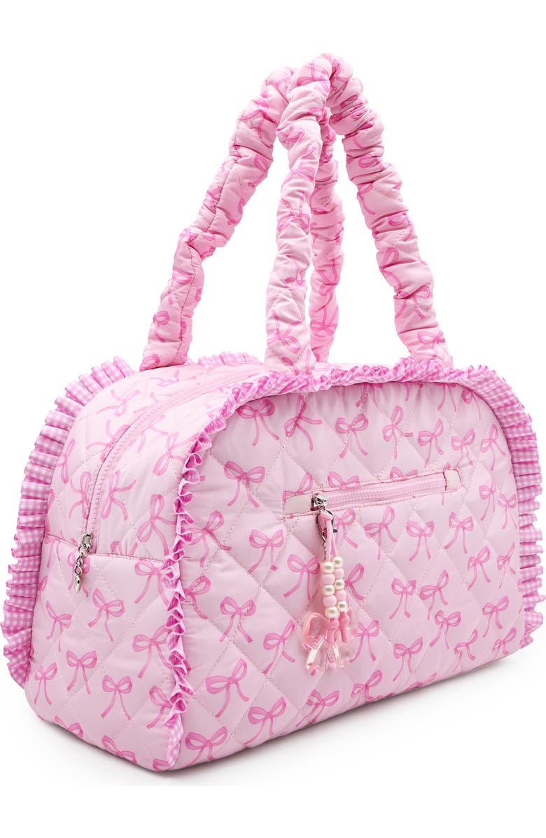 OMG Accessories Kids' Medium Bow Quilted Duffle Bag, Alternate, color, Lollipop