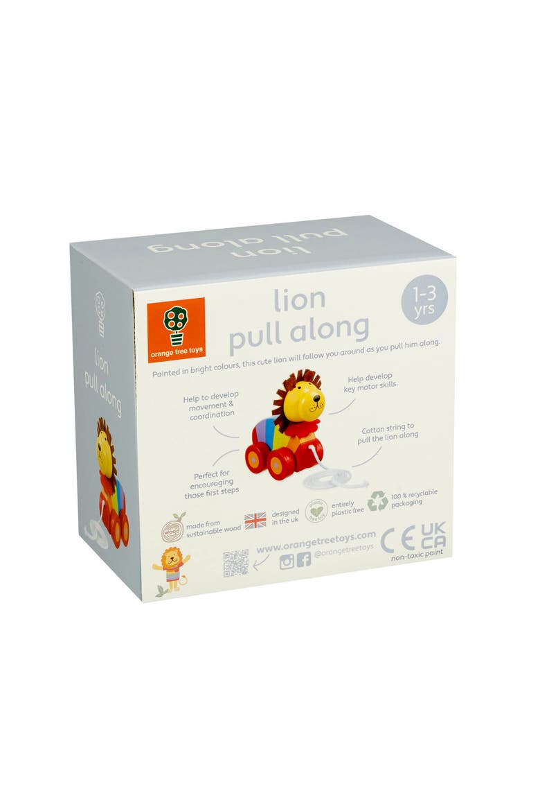 Pull Along Lion Wooden Toy, Ages 1+, Alternate, color, Multicolored