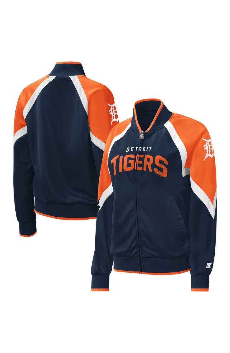 STARTER Women's Starter Navy Detroit Tigers Touchdown Raglan Full-Zip Track Jacket, Main, color, 