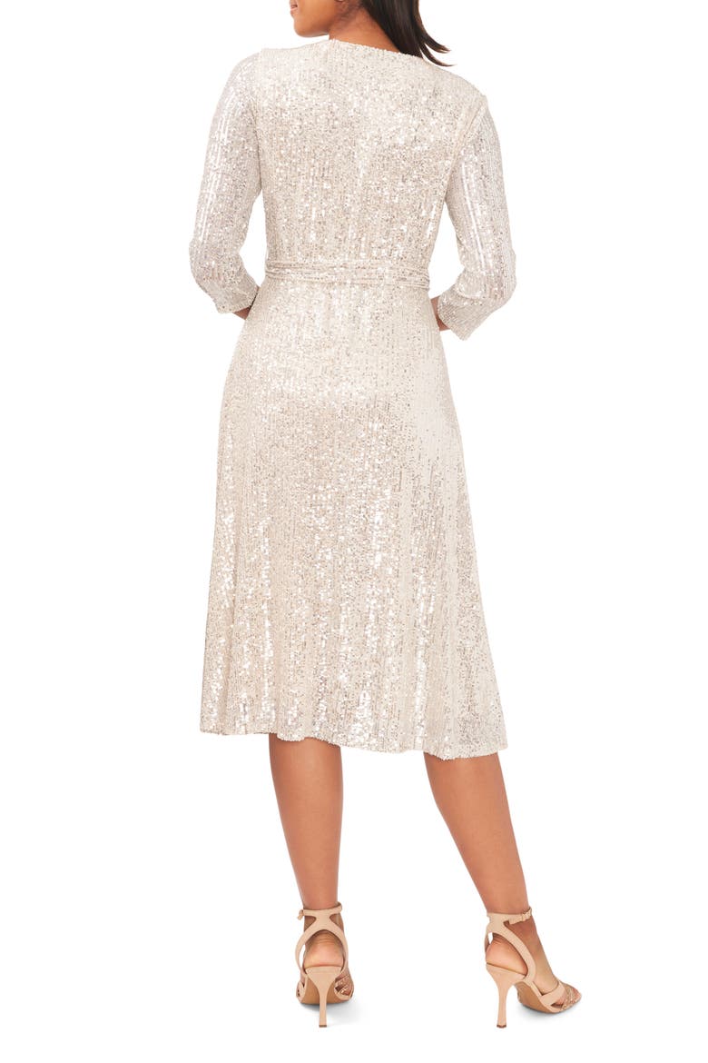 Tie Waist Sequin Dress, Alternate, color, SILVER