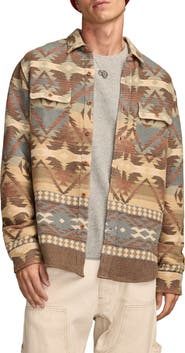 Lucky Brand Southwest Pattern Jacquard Cotton Flannel Button-Up Shirt