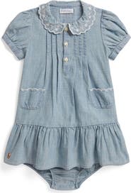 Ralph Lauren Kids' Embroidered Cotton Chambray Shortall
