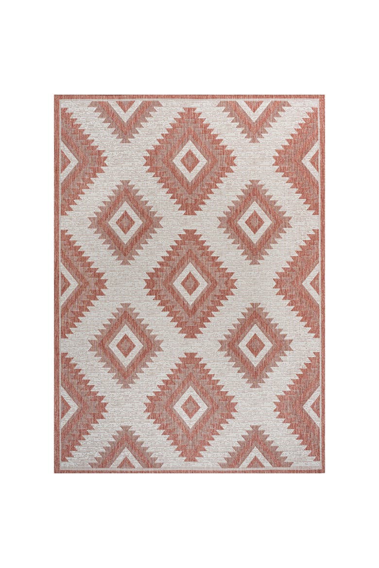 Lior Geometric Moroccan Diamond Indoor/Outdoor Area Rug, Main, color, Salmon/Cream
