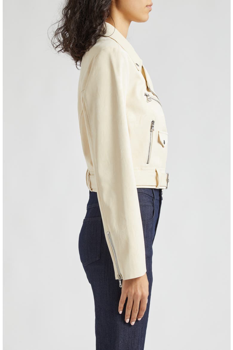 Zoe Faux Leather Moto Jacket, Alternate, color, GARDENIA
