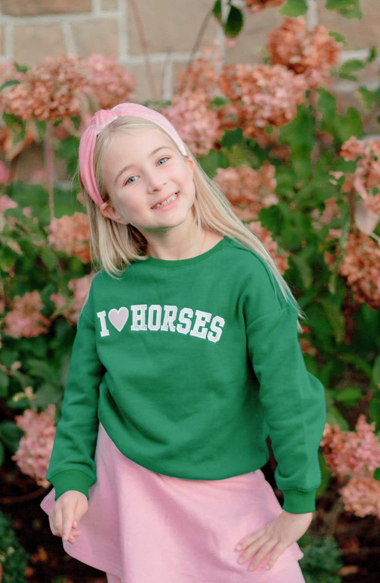 Bits & Bows I Heart Horses Sweatshirt, Alternate, color, Green