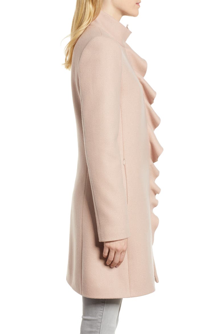 Ruffle Twill Coat, Alternate, color, BLUSH