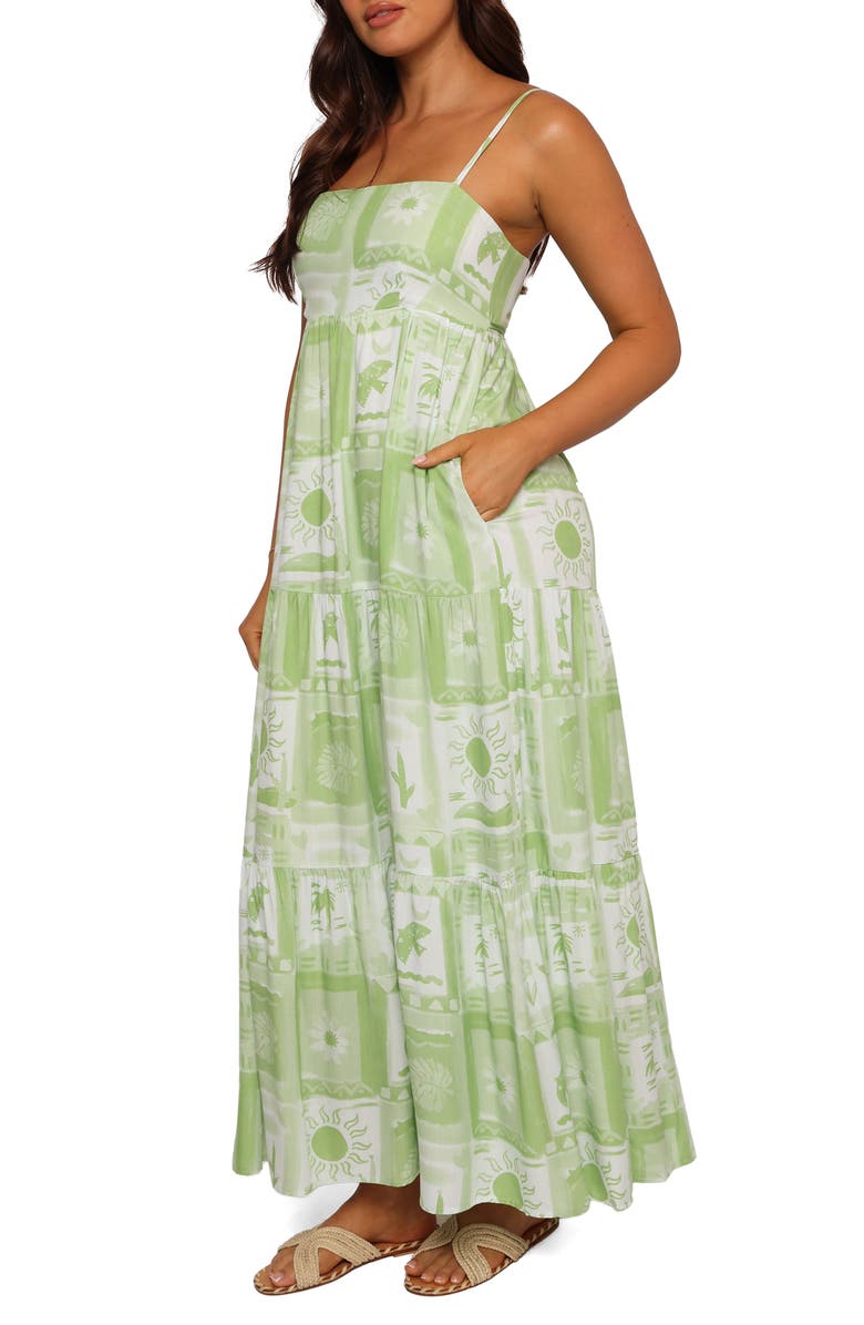 Petal & Pup Eudora Print Maxi Sundress, Alternate, color, Green Print