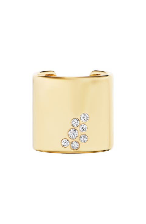 Stoned 18K Gold Diamond Cuff Ring