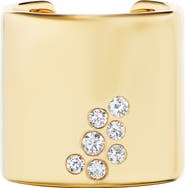 Uniform Object Stoned 18K Gold Diamond Cuff Ring
