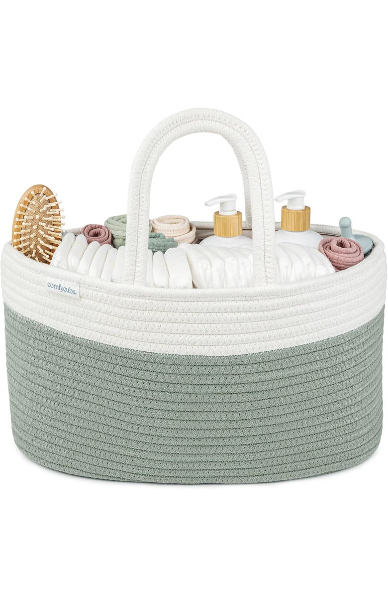 Comfy Cubs Rope Diaper Caddy, Alternate, color, Sage