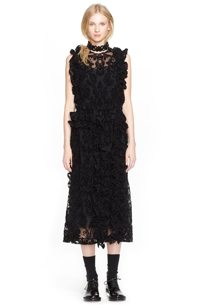 Embroidered Chenille Dress, Alternate, color, BLACK
