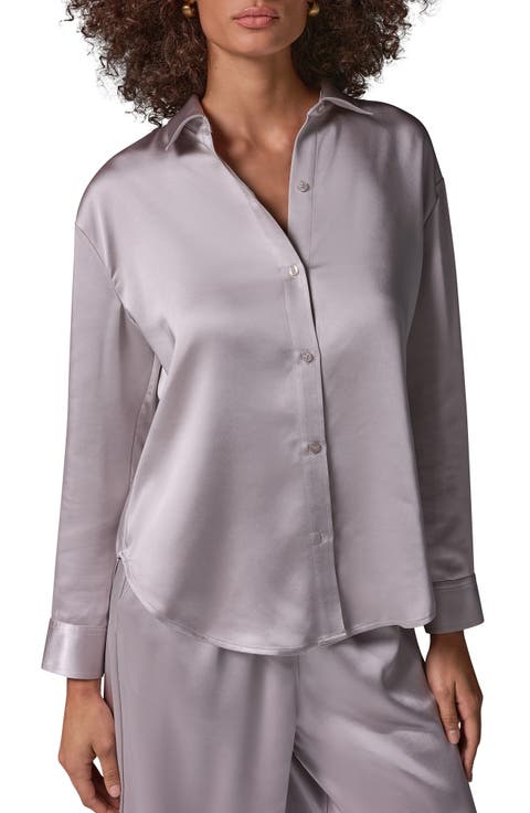 Satin Button Front Shirt