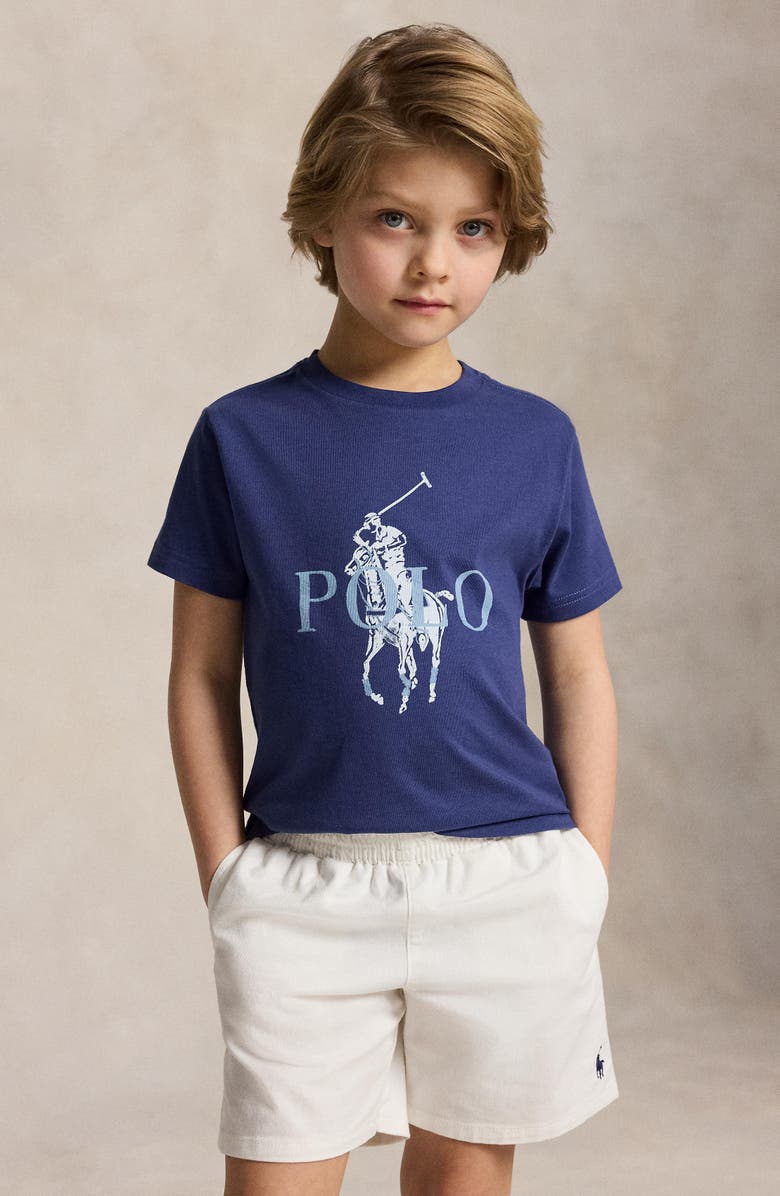 Polo Ralph Lauren Kids' Big Pony Logo Cotton Graphic T-Shirt, Alternate, color, Light Navy