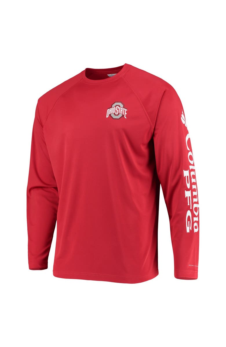 Columbia Men's Columbia Scarlet Ohio State Buckeyes Terminal Tackle Omni-Shade Raglan Long Sleeve T-Shirt, Alternate, color, Scarlet