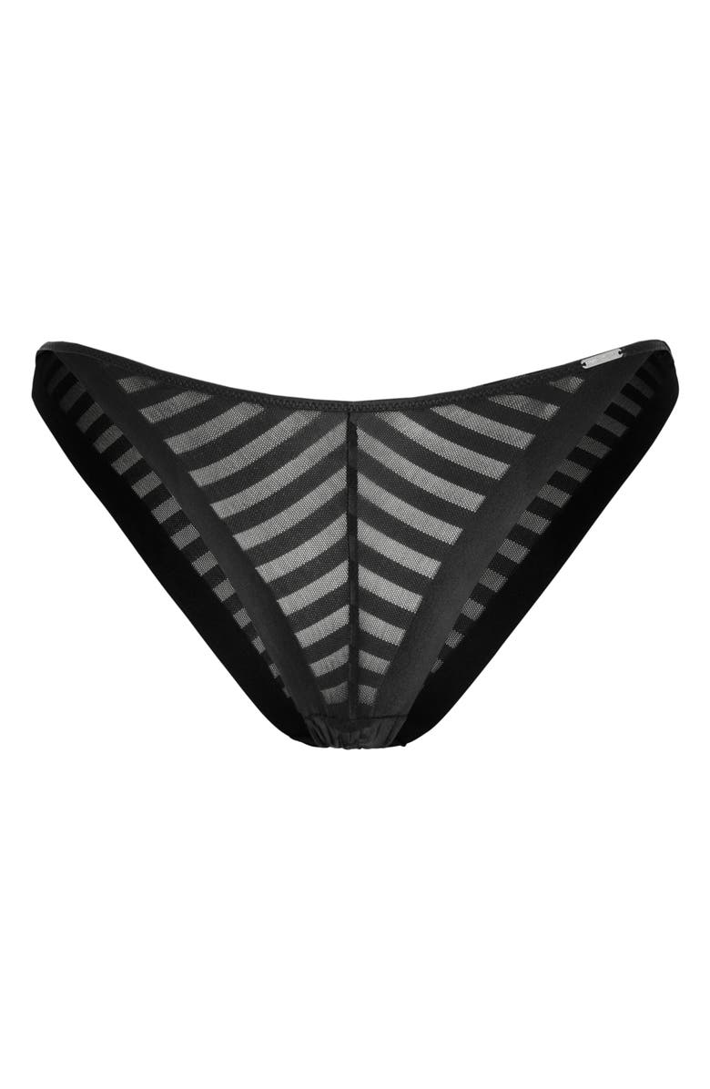 SAVAGE X FENTY Show 'n' Tell Stripe String Bikini, Alternate, color, Black Caviar