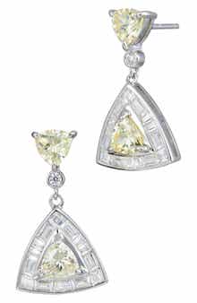 SAVVY CIE JEWELS Trillion Cubic Zirconia Drop Earrings