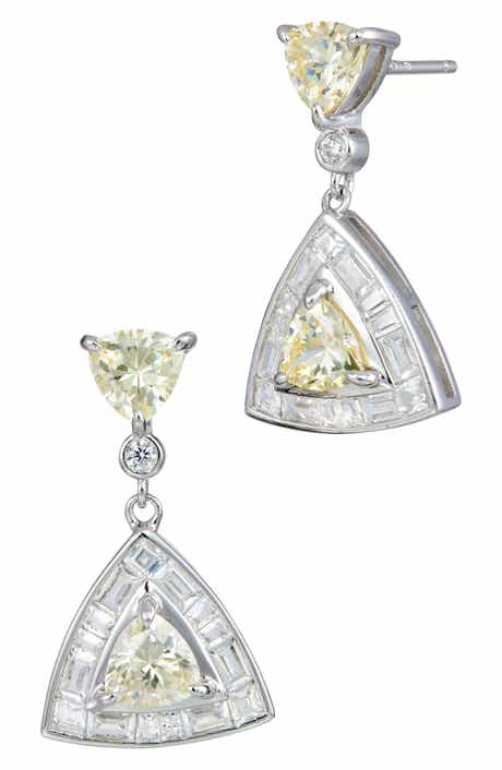 SAVVY CIE JEWELS Trillion Cubic Zirconia Drop Earrings