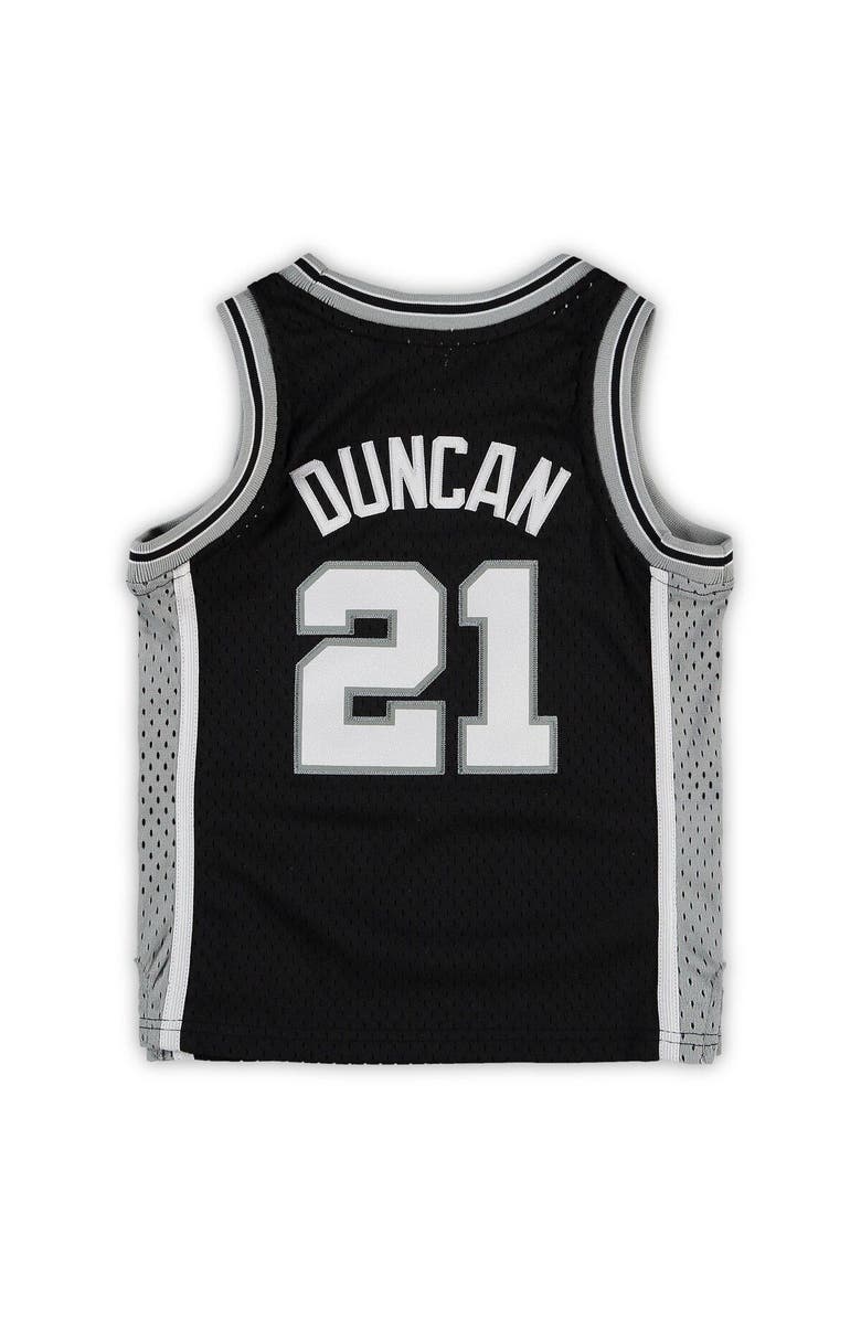Mitchell & Ness Preschool Mitchell & Ness Tim Duncan Black San Antonio Spurs 1998/99 Hardwood Classics Throwback Team Jersey, Alternate, color,