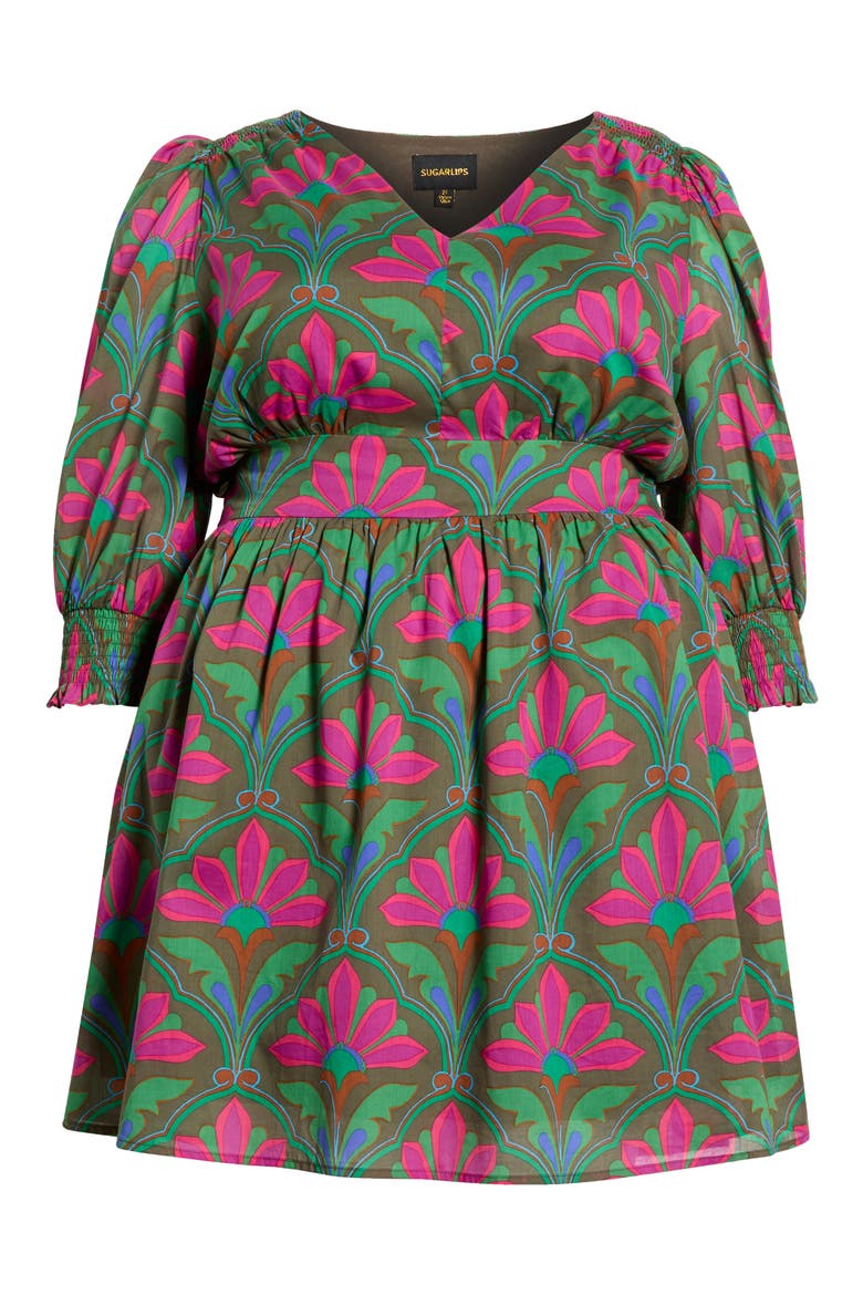 Evanna Floral Print Long Sleeve Dress, Alternate, color, KELLY-GREEN-PINK
