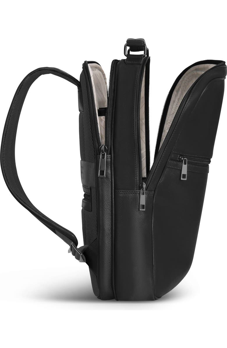 CHAMPS Compact Leather Travel Backpack, Alternate, color, Black