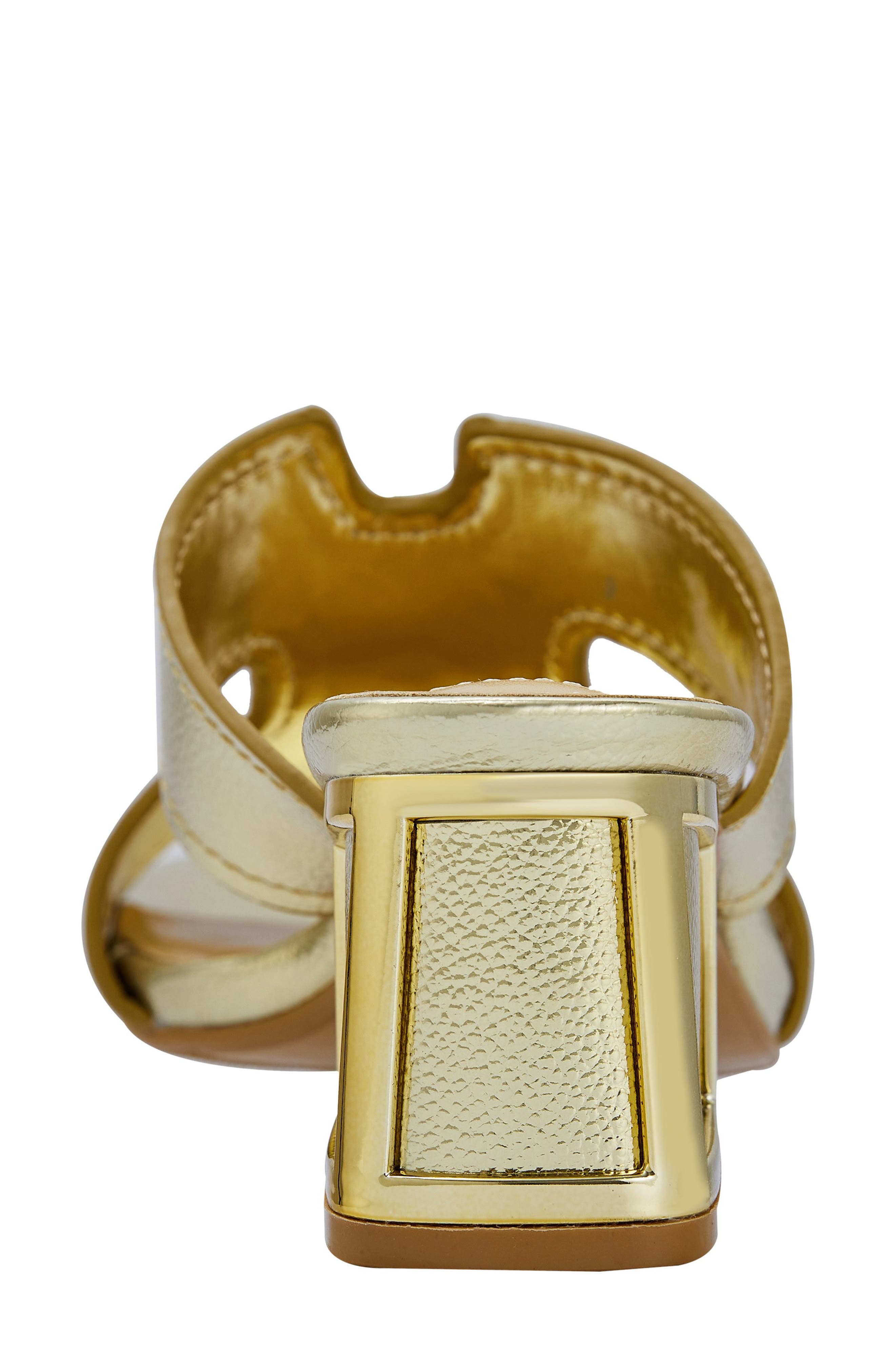 Bright Block Heel Slide Sandal, Alternate, color, GOLD