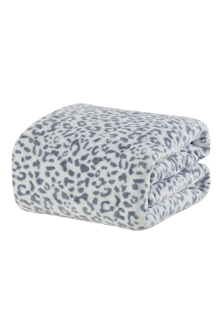 Leopard Plush Throw Blanket, Main, color, GREY MULTI