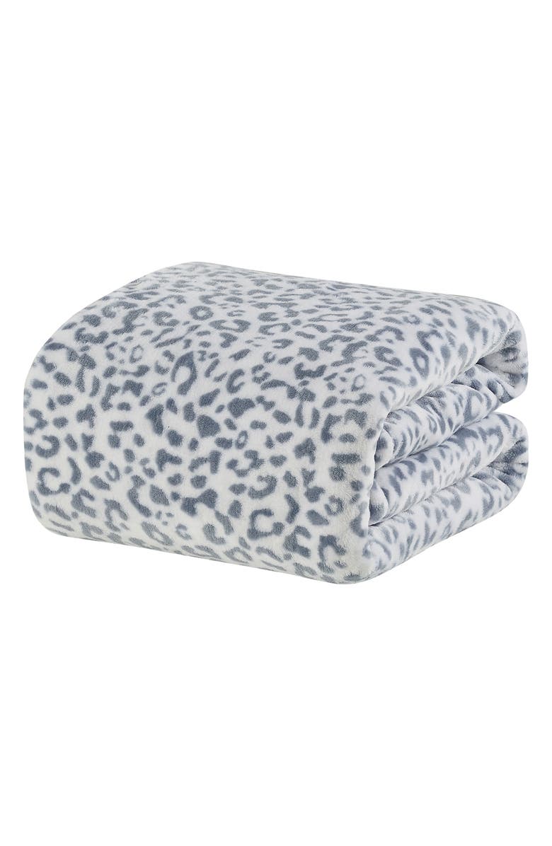 Luxury Home Leopard Plush Throw Blanket, Main, color, Grey Multi
