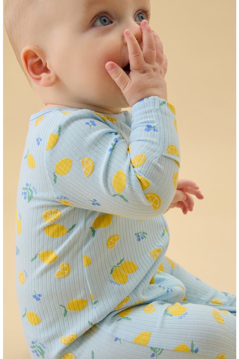 Ribbed Two Way Zip-Up Sleepsuit, Alternate, color, Citrus & Omphalodes