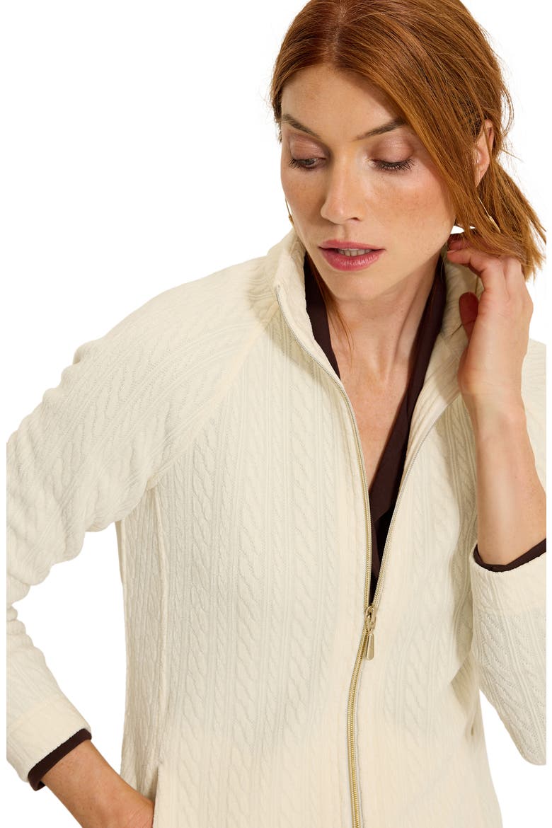 Aruba Cozy Cable Full Zip Sweatshirt, Alternate, color, COCONUT