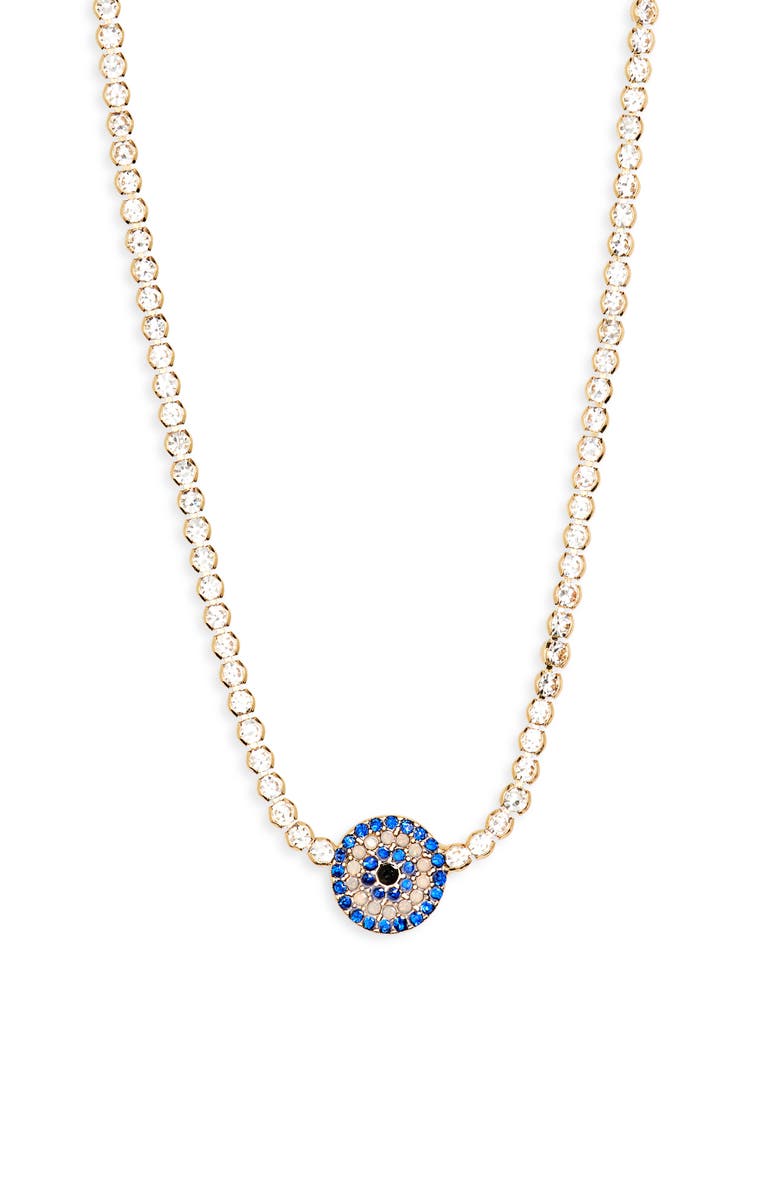 BaubleBar Crystal Evil Eye Pendant Necklace, Main, color, 