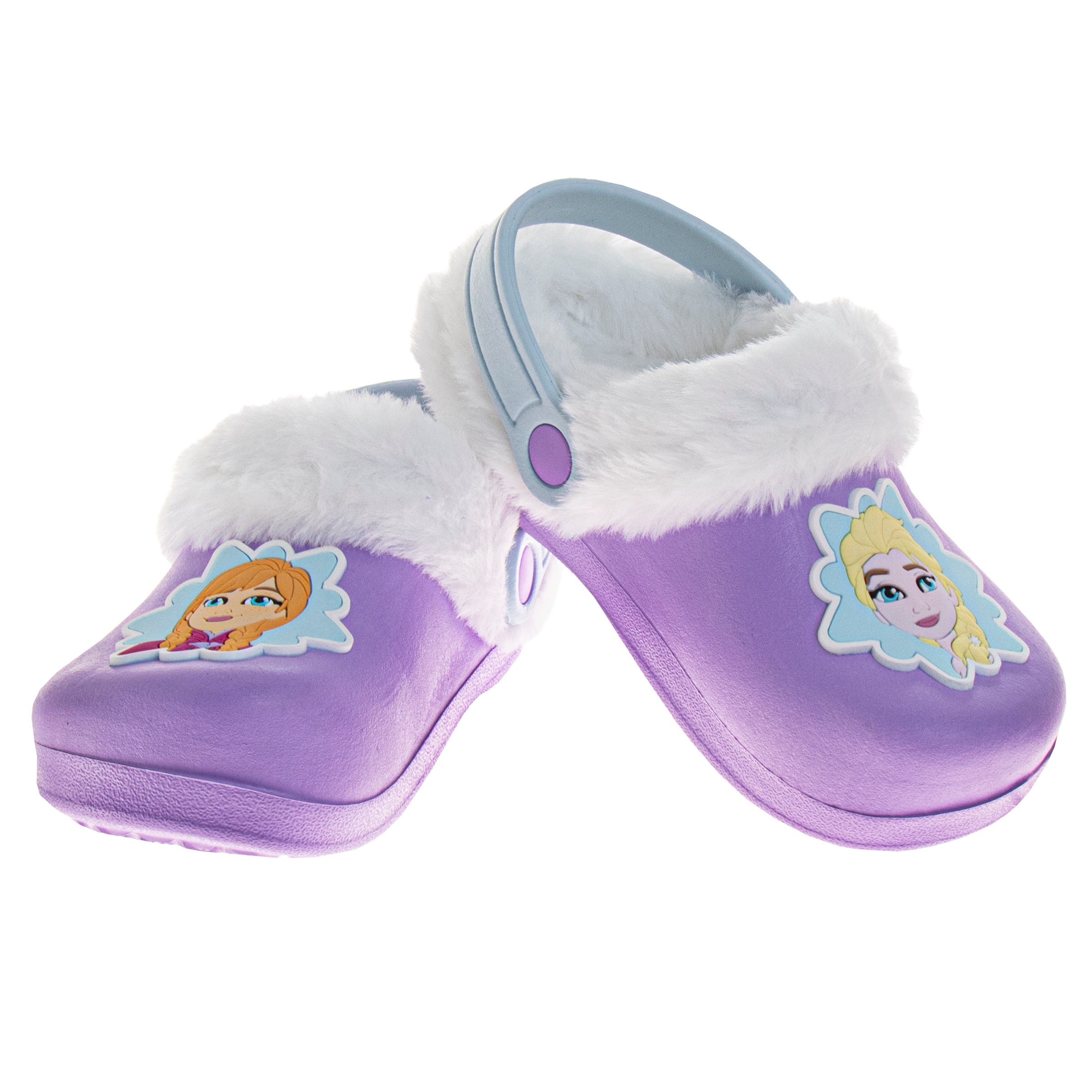 Disney Frozen Anna and Elsa Girls' Clogs - Fuzzy, Fleece-Lined, and Warm Garden Shoes, Alternate, color, Lilac