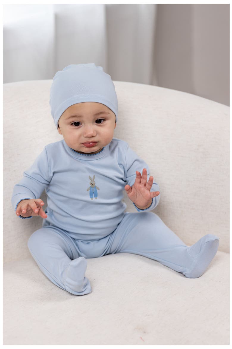 Bunny Graphic Footie for Baby Boy, Alternate, color, Blue