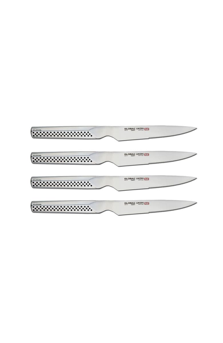 GLOBAL UKON 4 Piece Steak Knife Set, Main, color, Silver