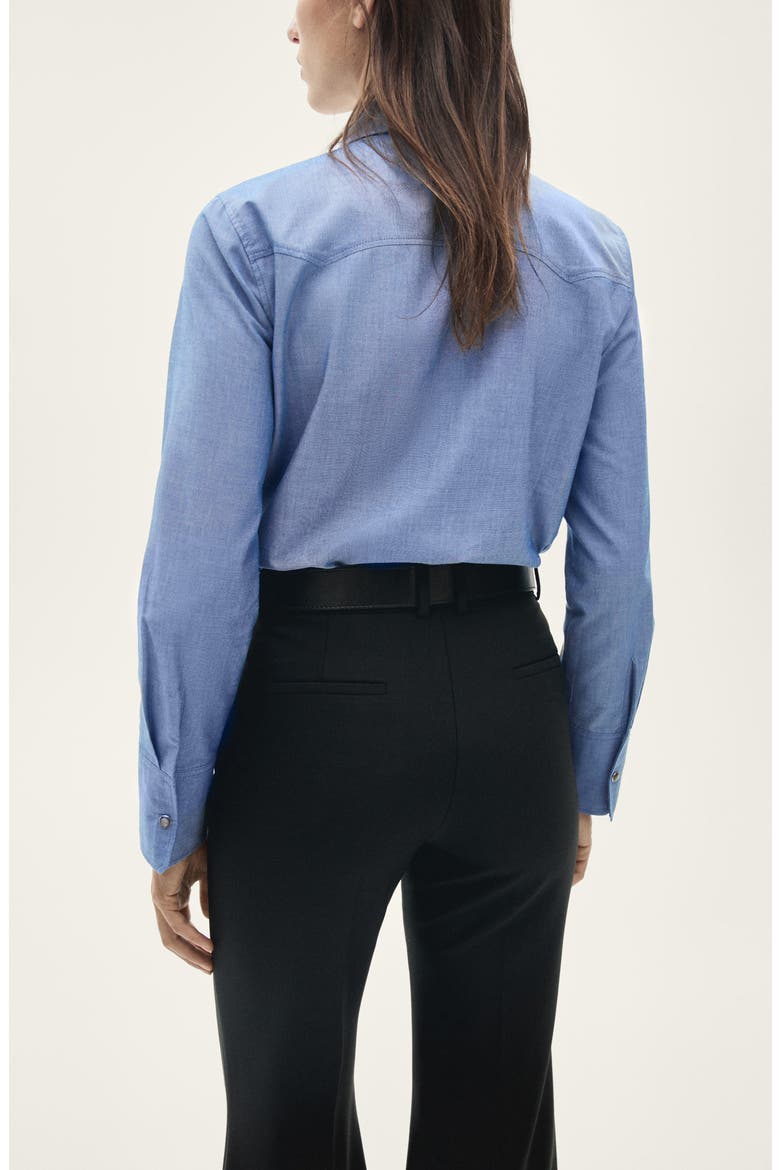 Studded Snap-Up Western Shirt, Alternate, color, BLUE