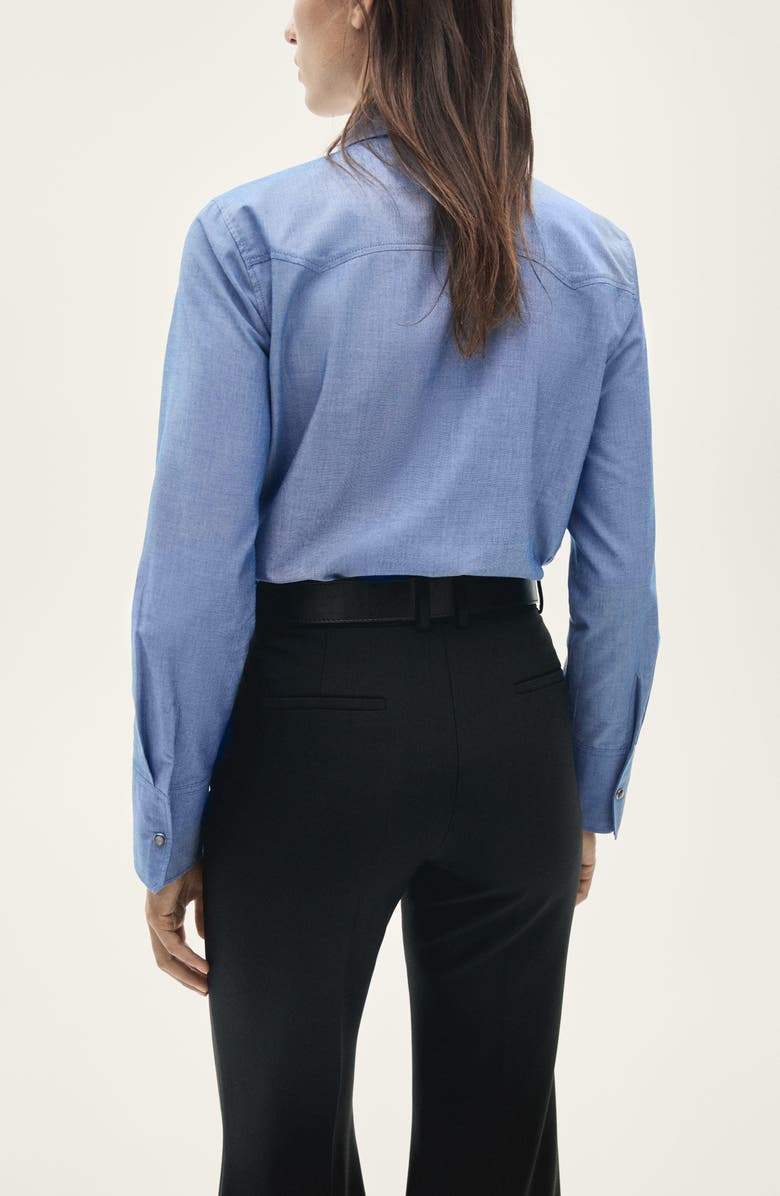 MANGO Studded Snap-Up Western Shirt, Alternate, color,