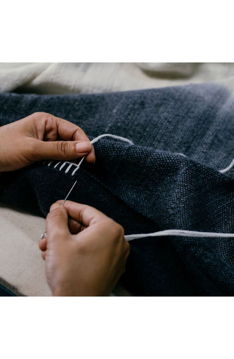 Studio Variously Ink Black White Ombre Textured Throw In Hand Spun Merino And Hand Stitched Hem, Alternate, color, Black