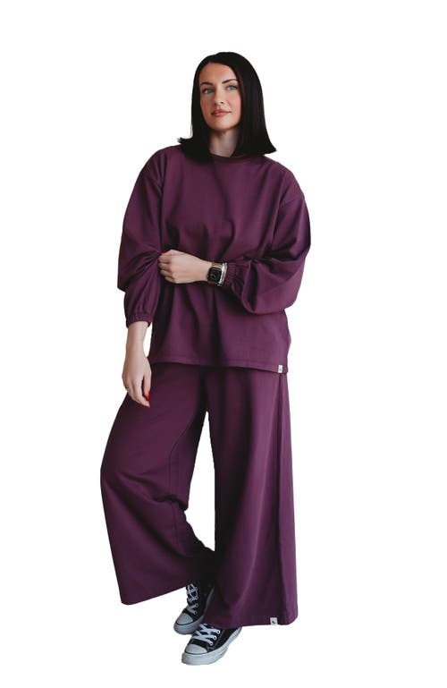 Turtledove London Organic Cotton Noor Wide Leg Trousers In Purple
