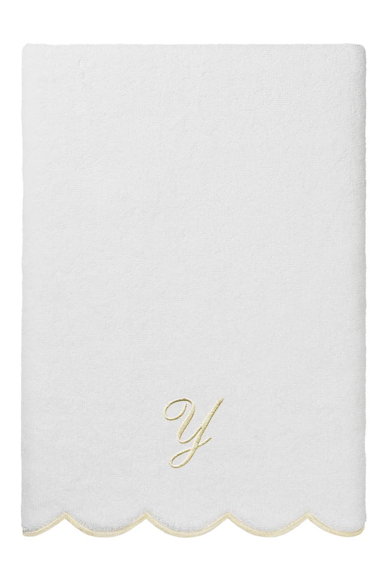 Adornia Scallop Initial 3-Piece Towel Set, Alternate, color, WHITE/ BEIGE Y