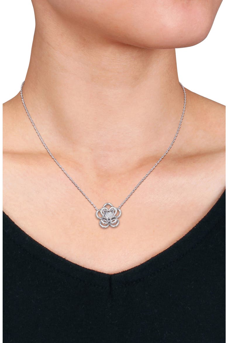 Diamond Pavé Flower Earrings & Necklace Set, Alternate, color, WHITE