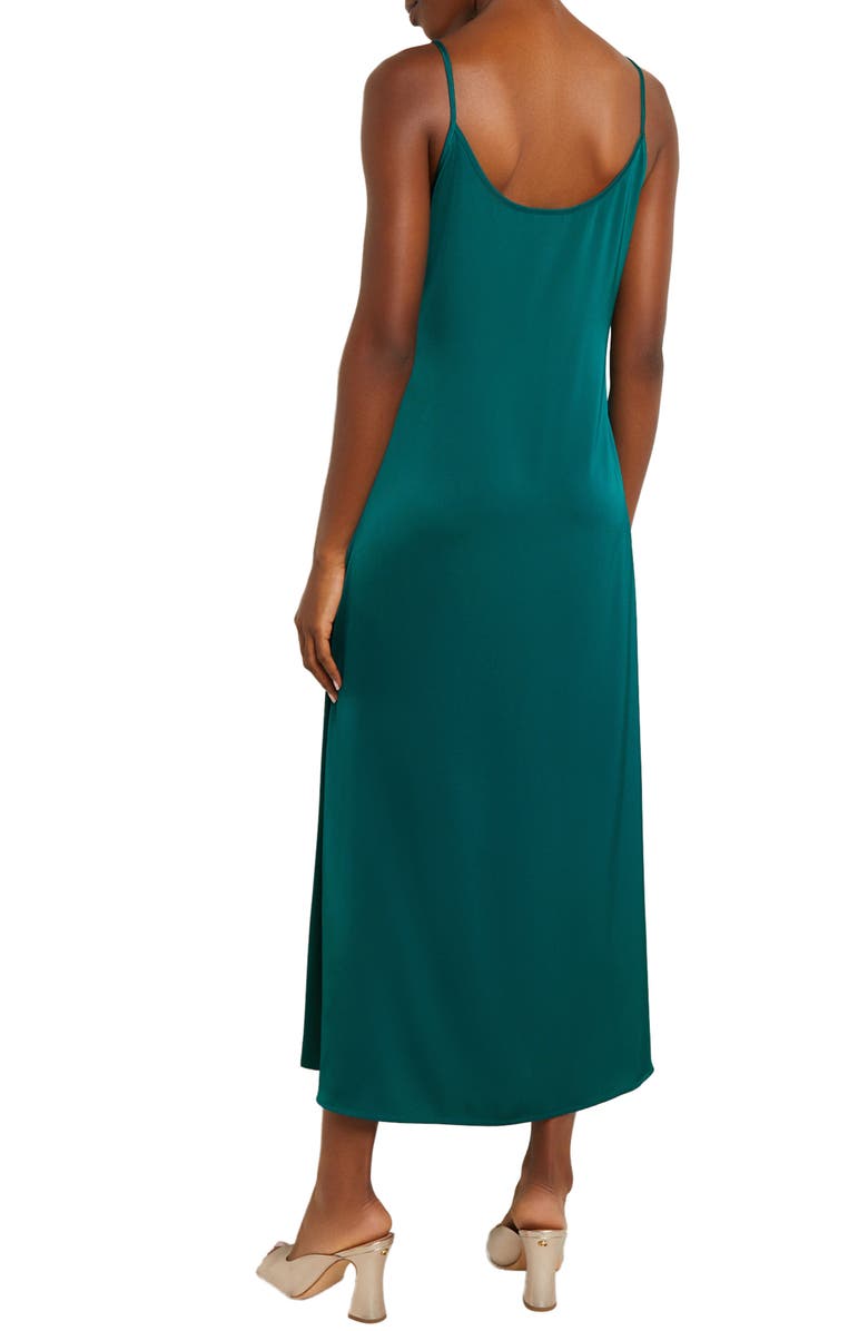 Misook Ruffle Charmeuse Slipdress, Alternate, color, Spruce