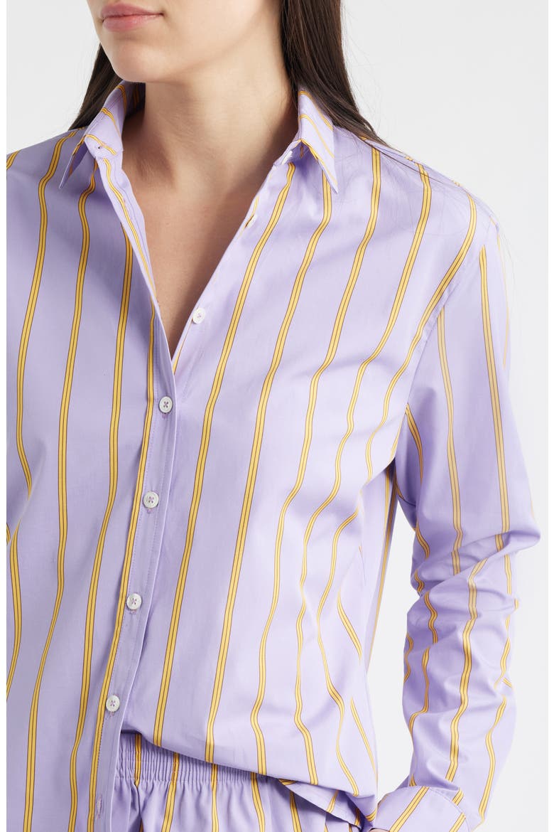 Slim Fit Stripe Cotton Button-Up Shirt, Alternate, color, PLUMLINE STRIPE