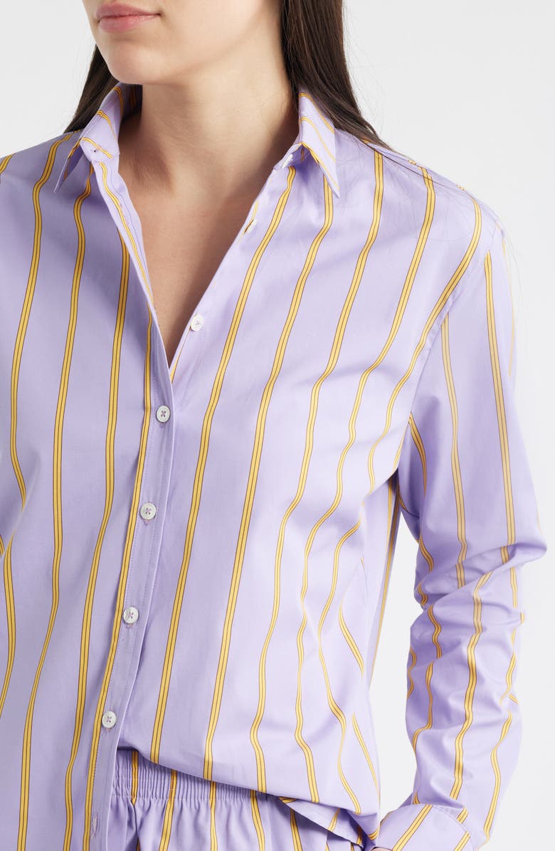 CISSA Slim Fit Stripe Cotton Button-Up Shirt, Alternate, color, Plumline Stripe